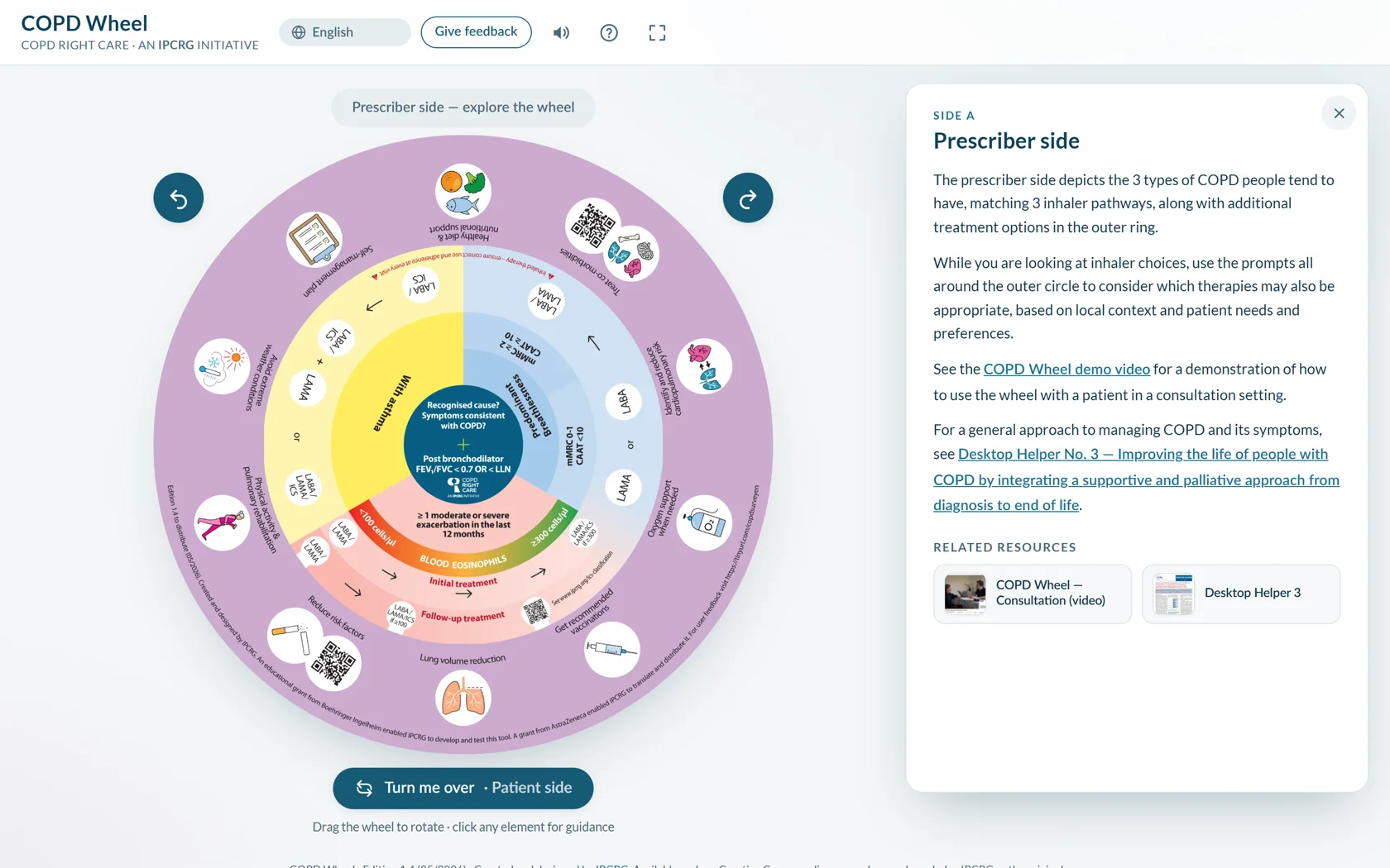 The interactive IPCRG COPD Wheel in use